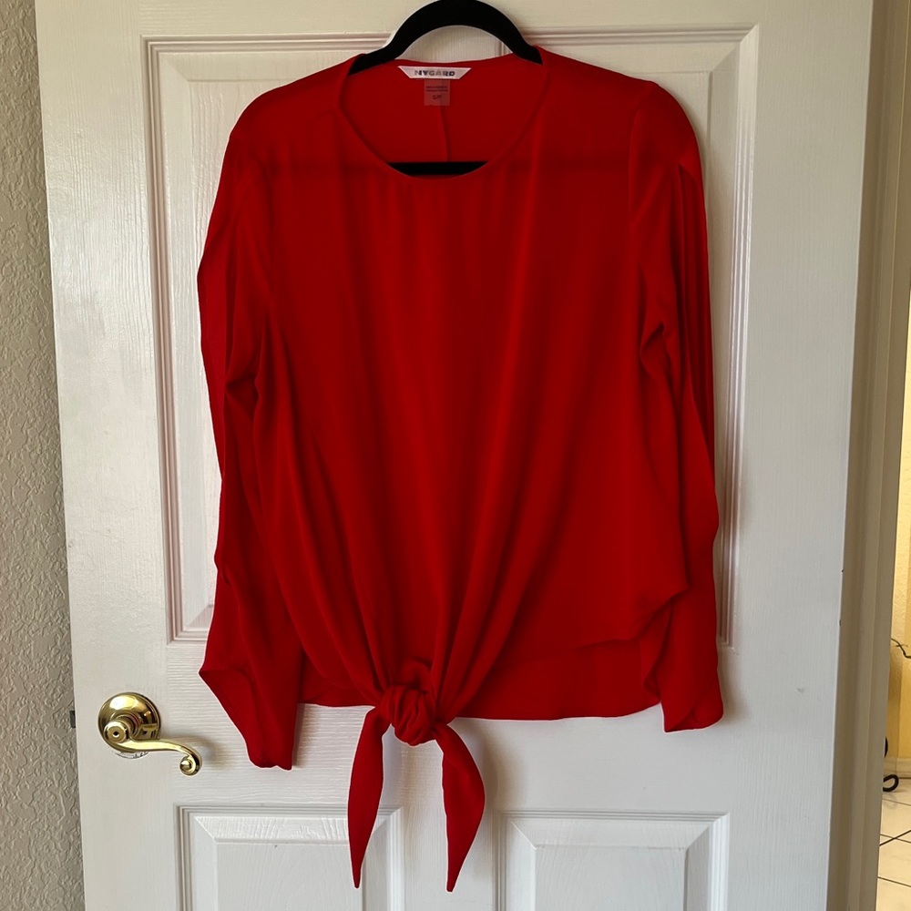Peter Nygard Vibrant Red Tie-Front Blouse